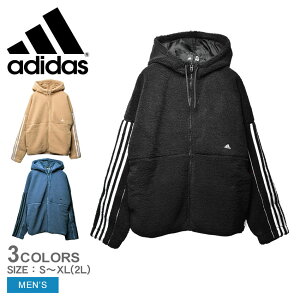 《クーポン配布》アディダス アウター ボア ジャケット メンズ ADIDAS CITY 3S ボアジャケット アウトドア ジップアップ スポーツ ロゴ シンプル ロング 普段使い 上着 防風性 ブルー 青 ブラック 黒 ホワイト 白 ベージュ RM015