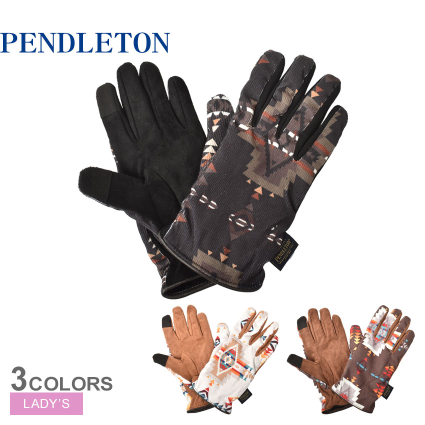 《今だけ！店内全品ポイントUP》ペンドルトン 手袋 スマートフォン対応 レディース PENDLETON CORDUROY GLOVE 防寒 冬物 女性 プレゼント アウトドア キャンプ スマホ対応 カジュアル 保温 グローブ コーデュロイ ブラック 黒 ホワイト 白 ブラウン PDT-000-223007