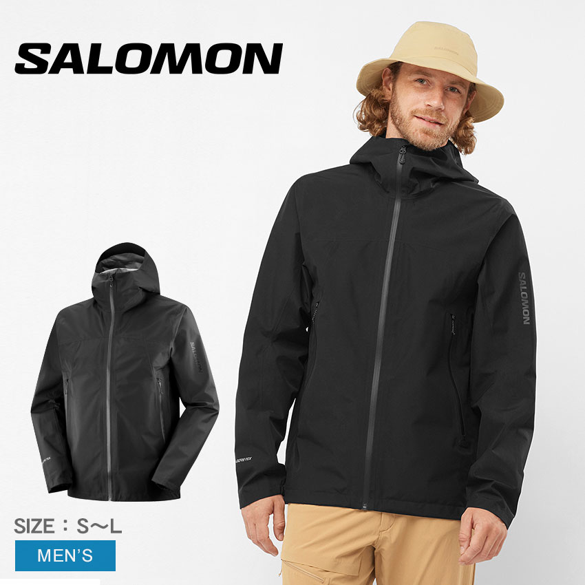 サロモン シェルジャケット メンズ 防水 軽量 SALOMON アウトライン GTX 2.5L ジャケット OUTLINE GORE-TEX 2.5L JACKET LC1859200 アウター パーカー アウトドアジャケット 登山 山登り ブランド 持ち運び バッカブル コンパクト 黒 旅行