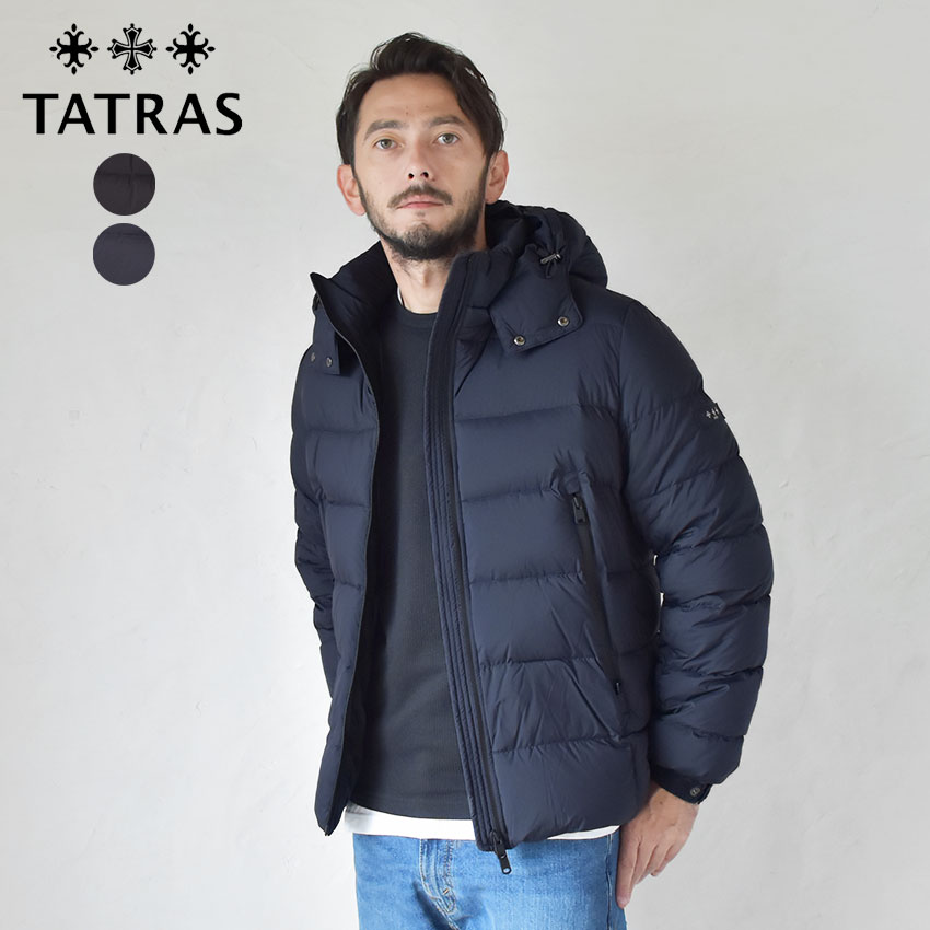 《今だけ！全品ポイントUP》タトラス ダウンジャケット メンズ TATRAS ボルボレ アウター ダウン フェザー ブランド シンプル ミドル クラシック ミドル丈 きれいめ 上着 防寒性 防寒 保温 通勤 おしゃれ はっ水 特殊コーティング フード ブラック 黒 ネイビー 紺