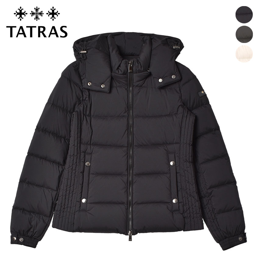 タトラス 《今だけ！店内全品ポイントUP》タトラス ダウンジャケット レディース TATRAS ミレル アウター ダウン フェザー ブランド シンプル ミドル クラシック ミドル丈 はっ水 フード きれいめ 上着 防寒性 防寒 保温 通勤 おしゃれ グレー ブラック 黒 ホワイト 白