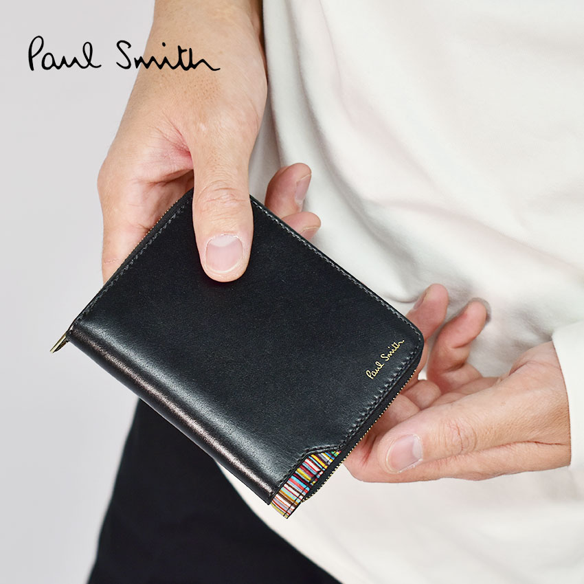 ポールスミス 財布 二つ折り メンズ レディース PAUL SMITH ミニマリスト キャッシュレス財布 コンパクト ミニマリスト ミニ財布 スリム お札入れ 本革 レザー ブランド ファスナー ジップ プレゼント おしゃれ 小銭入れなし 黒 ブラック