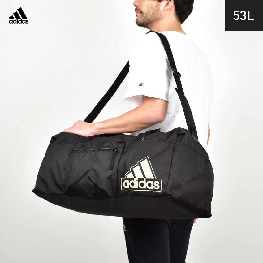 《スーパーSALEで使える限定クーポン配布》アディダス ダッフルバッグ 53L メンズ レディース ADIDAS スポーツウェア ダッフルバッグ M ユニセックス カバン 鞄 かばん スポーティ スポーツ シンプル ロゴ トレーニング ジム 運動 部活 人気 イエロー 黄 ブラック 黒