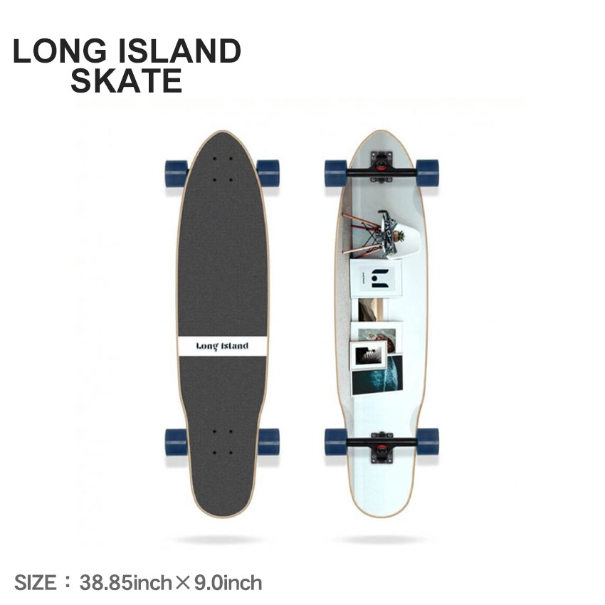 《限定クーポン配布》ロングアイランドスケート コンプリートデッキ メンズ レディース LONG ISLAND SKATE 38.85×9 キックテール コンプリート スケート スケートボード スケボー コンプリート デッキ ストリート シンプル ネイビー 紺 マルチ【ラッピング対象外】