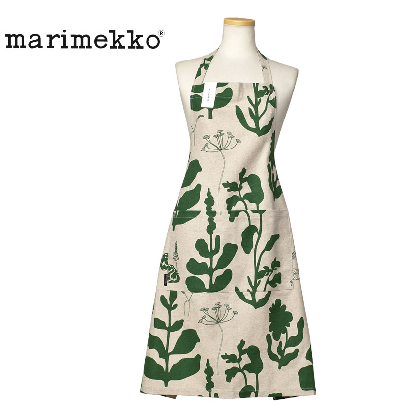 マリメッコ　エプロン 《今だけ！店内全品ポイントUP》【ゆうパケット配送】 マリメッコ エプロン MARIMEKKO PIENET APRON キッチンウエア 料理 北欧 ナチュラル おしゃれ かわいい ポケット 雑貨 テキスタイル プレゼント 母の日 ギフト グリーン 緑 ベージュ 71476