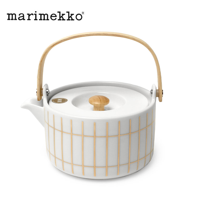 《今だけ！全品ポイントUP》マリメッコ ポット MARIMEKKO Tiiliskivi ティーポット 北欧 雑貨 陶磁器 蓋付き インテリア キッチン用品 台所用品 紅茶 ティーポット プレゼント ギフト 贈り物 Tiiliskivi ティイリスキヴィ 72862【ラッピング対象外】