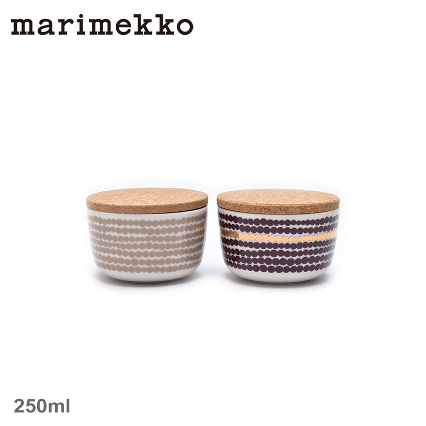 《今だけ！全品ポイントUP》マリメッコ ボウル 250ml 2個セット シイルトラプータルハ コルクふた付 marimekko Siirtolapuutarha bowl 2pcs 小物入れ 北欧 お皿 小皿 食器 小鉢 サラダボウル デザートボウル キッチン雑貨 陶器 収納 ラシィマット ドット【ラッピング対象外】