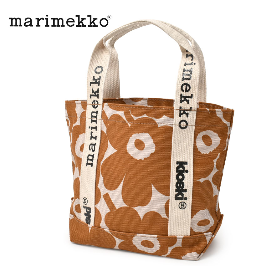 《限定クーポン配布》マリメッコ トートバッグ MARIMEKKO CARRIER MINI MINI UNIKKO トートバッグ 鞄 カバン ランチトート ミニバッグ 北欧 ウニッコ 花柄 総柄 おしゃれ かわいい ブランド 通勤 通学 弁当 ランチバッグ プレゼント ギフト 贈り物 ブラウン