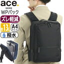 エース ジーン ビジネスリュック メンズ ace.GENE 正規品 WPパック 負荷軽減タイプ ビジネス バッグ リュック 2気室 13.3インチ PC対応 PC収納 A4 通勤 通勤用 軽量 かばん 仕事 出張 洗える背面パッド 撥水 バーテクトポケット ブラック 13L 67192