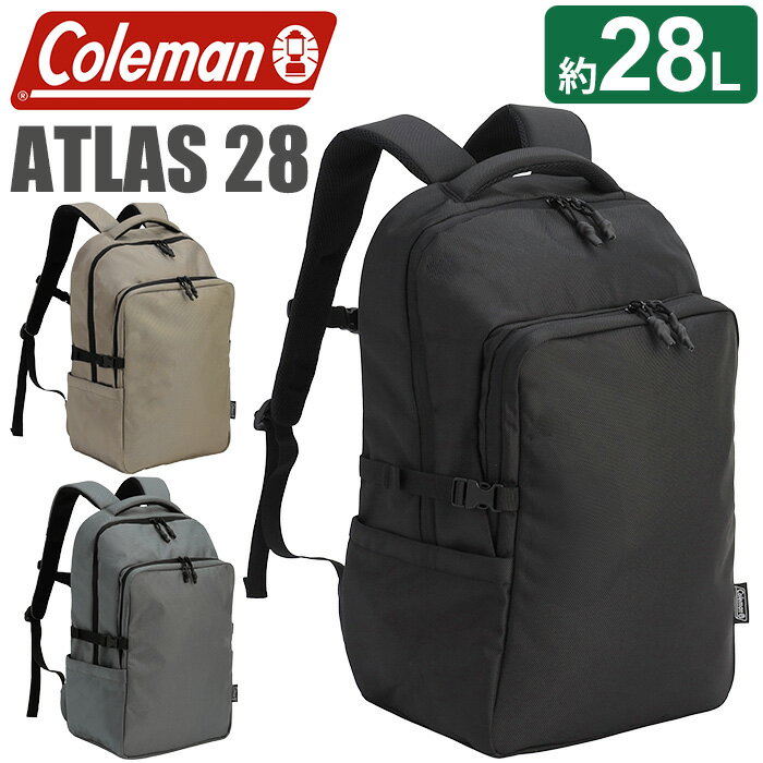Rakuten - Coleman コールマン リュックサック 2026 春夏 新作 【認定販売店】 正規品 ATLAS 28 バックパック リュック スクエアリュック メンズ 男性 通勤 通学 アウトドア バッグ カバン PC収納 タブレット ブラック 黒 A4 B4 28L 高校生 学生 アトラス 28