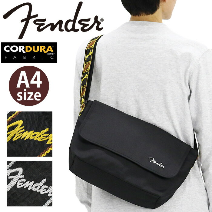 Rakuten - フェンダー ショルダーバッグ Fender フラップタイプ フラップショルダー(L) かばん バッグ 肩掛け 斜め掛け A4 丈夫 シンプル カジュアル ロゴ 大人 メンズ 男性 かっこいい お出掛け 旅行 街用 タウンユース 通勤 通学 黒 ブラック 950-6053
