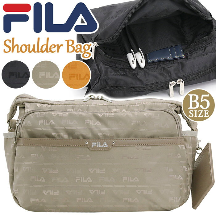 フィラ FILA ショルダーバッグ レディース ショルダー 斜め掛け 斜め掛けバッグ 通勤 ママバッグ マザーズバッグ バッグ カバン ミセス ブラック 黒 サブバッグ 総柄 上品 ミセス ママ おしゃれ きれいめ かわいい 収納 旅行 散歩 散策 軽量 母の日