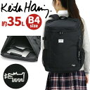 リュックサック Keith Haring キースへリング スクエア スクール スクエアリュック 35L リュック バックパック バッグ かばん A4 B4 大容量 PC タブレット レディース メンズ ワンポイント おしゃれ 学生 男子 女子 お出かけ レジャー 部活 出張 ブラック 黒 15710