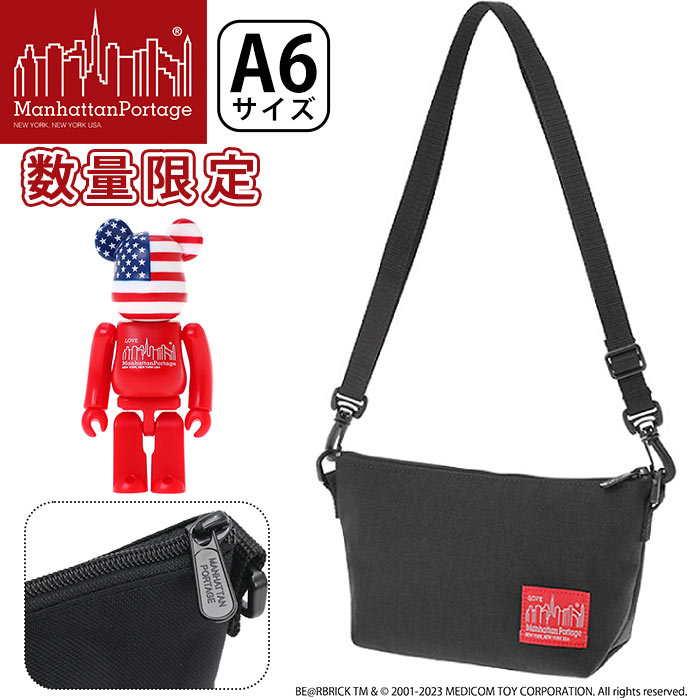 Rakuten - ManhattanPortage マンハッタンポーテージ ミニ ショルダーバッグ 限定モデル BE＠RBRICK ベアブリック 正規品 ショルダー メンズ レディース ユニセックス ブラック 黒 軽量 ミニバッグ シンプル 人気 散歩 Zuccotti Clutch