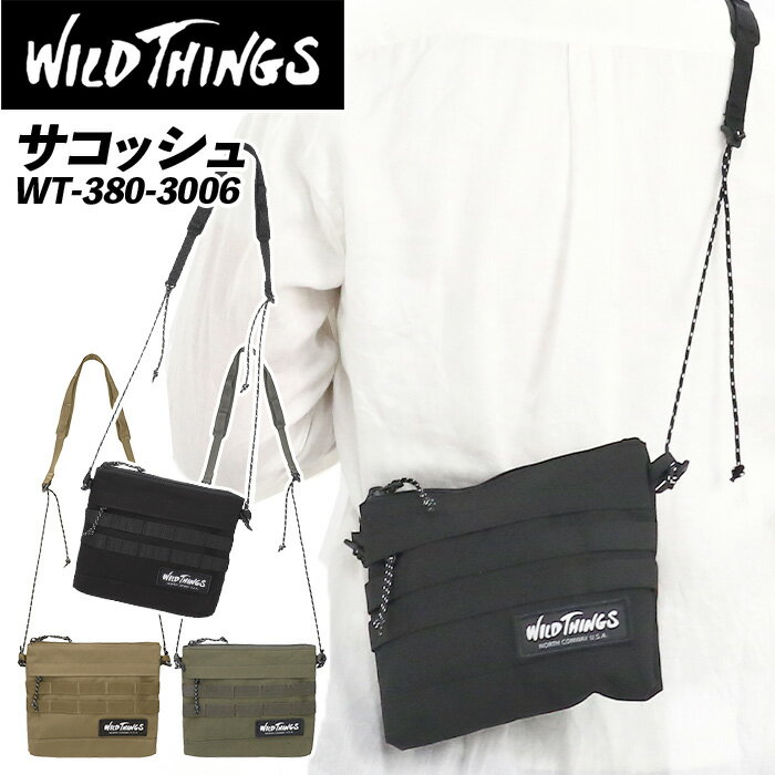 Rakuten - ショルダーバッグ メンズ WILD THINGS ワイルドシングス サコッシュ 斜め掛け 肩掛け 軽量 スリム コンパクト サブバッグ ポーチ カジュアル バッグ かばん 男子 男 大学生 通学 通勤 おしゃれ 人気 お出かけ フェス 旅行 ブラック WT-380-3006
