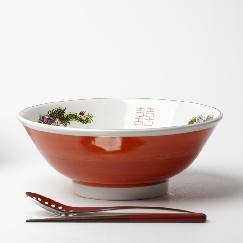 三つ龍ラーメン丼 丼 赤巻 大 日本製 美濃焼 和食器 やまに 【雑貨】