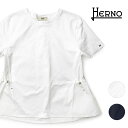 ヘルノ Tシャツ レディース HERNO 2025SS 春夏 JG000224D 異素材切り替え ドローストリング コットンジャージー テクノタフタ【レビュー】