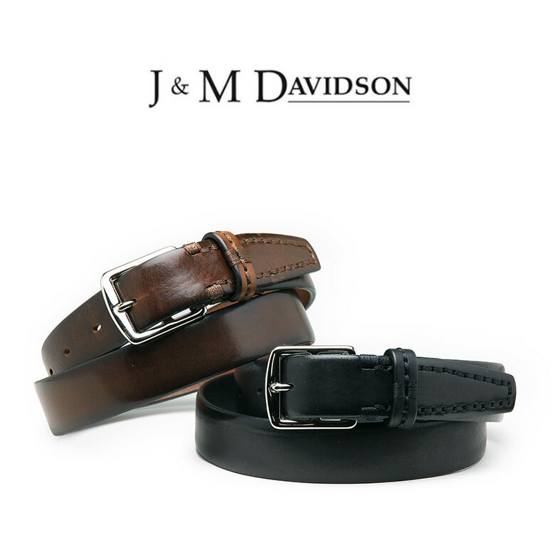 J&M DAVIDSON ベルト カーフレザー 30mm J&Mデヴィッドソン ダビッドソン ブラック ブラウン イタリア製 ギフト 