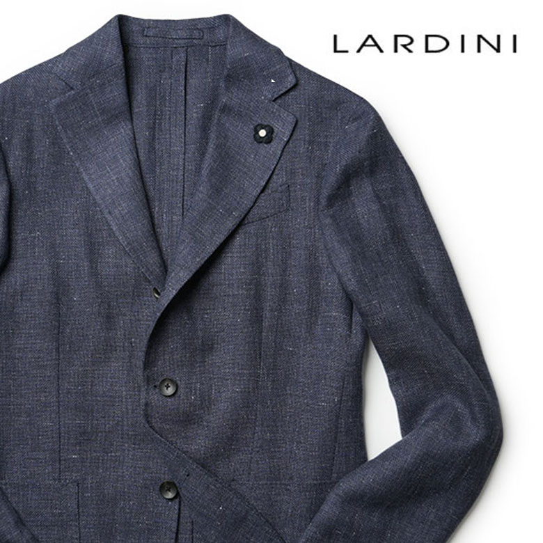 ラルディーニ ジャケット ホップサック 春夏 秋冬 オールシーズン ウール リネン 本切羽 LARDINI ADVANCE イタリア製 メンズ 