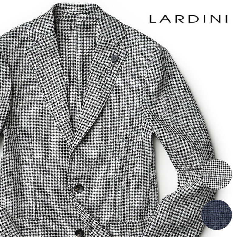 ラルディーニ ジャケット ホップサック 2024SS ハウンドトゥース ウール リネン 千鳥格子 LARDINI JZIZUMO イタリア製 メンズ