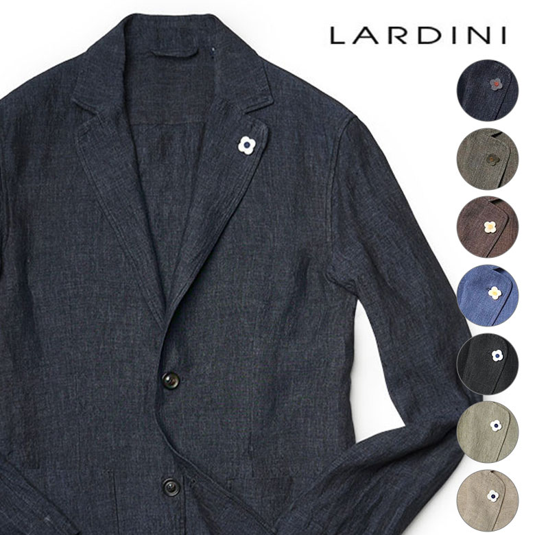 ラルディーニ ジャケット シャツジャケット 春夏 リネン ソリッド LARDINI イタリア製 メンズ