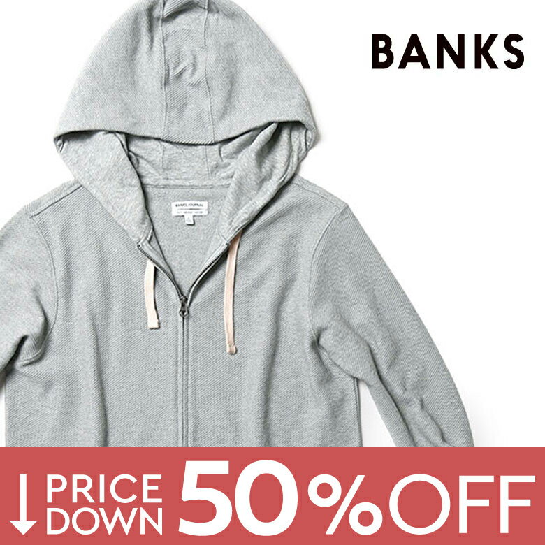 バンクス パーカー フーディー スウェット フルジップ オーガニックコットン ツイル BANKS JOURNAL PRIMARY TWILL ZIP HOODIE メンズ