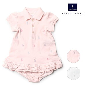 【SALE】ラルフローレン ワンピース ドレス ブルマ付き ポニー ロンパース 女の子 子供用 6ヶ月～24ヶ月 POLO RALPH LAUREN ポロ フリル ピンク ベビー キッズ 赤ちゃん セット 春夏 レディース【送料無料】【レビュー】 【返品不可】