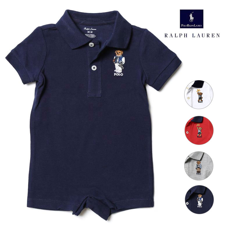 ラルフローレン　ベビー服 ラルフローレン ロンパース 半袖 春夏 ベビー ポロベアー 刺繍 鹿の子 POLO RALPH LAUREN ギフト 出産祝い プレゼント 赤ちゃん ボーイズ ガールズ レディース【レビュー】【送料無料】