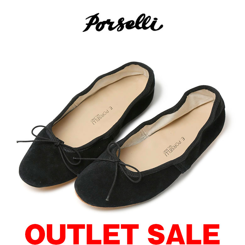 【2000円OFFクーポン】【アウトレット】ポルセリ バレエシューズ スエード ジャズシューズ porselli フラットシューズ オペラシューズ 小さいサイズ 大きいサイズ 34-41 レザー レディースのサムネイル