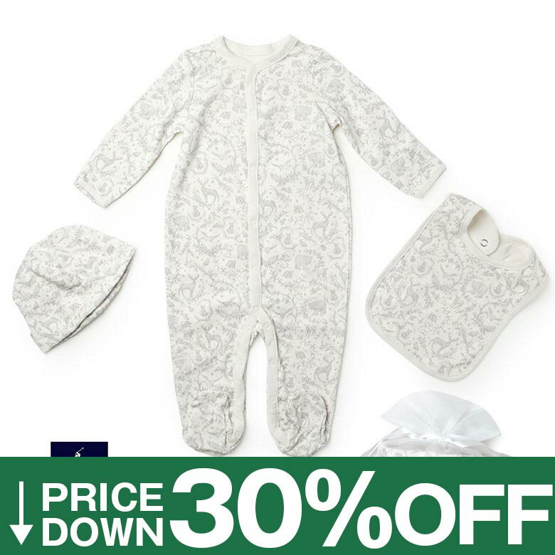 【30%OFF】ラルフローレン ベビー ギフトセット ロンパース スタイ 帽子 ポーチ 4点セット 長袖 長脚 P..