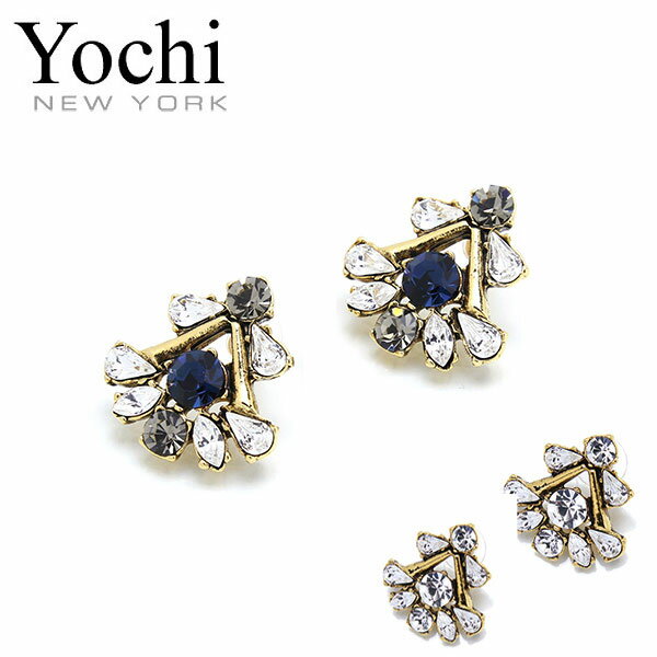 YOCHI NEW YORK ヨキ ビジュー ピアス シルバー クリスタル セレブ ボリューム アクセサリー レディース  