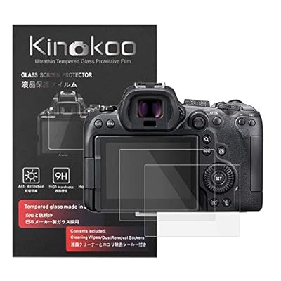 kinokoo 液晶保護フィルム CANON EOS R6 Mark2/EOS R6/EOS R7/EOS R6 MK2 用 硬度9H 高透過率 耐指紋 気泡無し 強化ガラス 厚さ0.25mm 2枚セット クロス付き(EOS R6 MK2/R6/R7