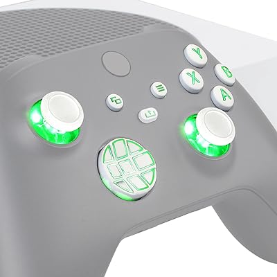 eXtremeRate Xbox Series X/Sコントローラーに対応用マルチカラー発光十字キーサムスティックスタートバックシェア、Xboxコアコントローラーに対応用クラシックシンボルボタンDTF LEDキット【ホワイト】