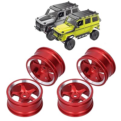 FastUU RC クローラー パーツ、アルミ合金耐摩耗性 4 個 RC カー ホイール リム ハブ MN86 1/12 RC クローラー用(red)