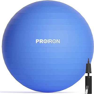 PROIRON バランスボール ばらんすぼーる 55cm 65cm 75cm 3色 厚い ジムボール フィットネスボール アンチバースト 耐荷重300kg ハンドポンプ付 ブルー 75cm/ L 