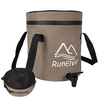 RunElves ウォータージャグ 【2023アップグレード版】 ウォータータンク 10L 折りたたみバケツ 蛇口付き コンパクト 軽量 自立式 キャンプ アウトドア ジャグ 小物入れ/洗濯など用