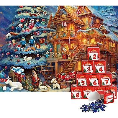 MISITU ジグソーパズル 1008ピース パズル クリスマス 風景 プレゼント 誕生日 おしゃれ インテリア クリスマスハウス (50 x 70 cm)