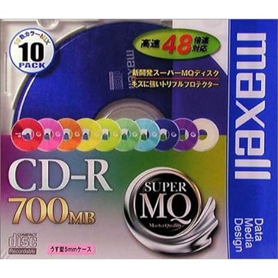 maxell データ用 CD-R 700MB 48倍速対応 カラーミックス 10枚 5mmケース入 CDR700S.MIX1P10S