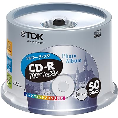 TDK CD-Rデータ用 32倍速対応シルバープリンタブル ポットケース入り50枚パック [CD-R80ESX50PS]