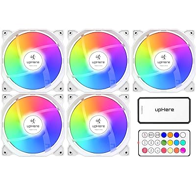 Novonest 120mm RGB PCケースファン 中を光らせる 静音タイプ 25mm厚 6PIN リモコンで制御 5本1セット 白い枠【C806-…