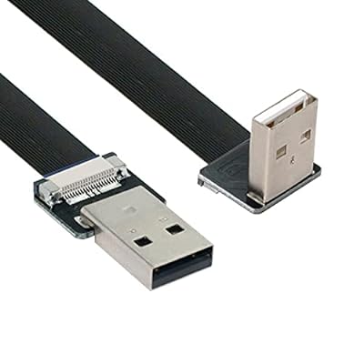 NFHK 下向きUSB 2.0 Type-AオスからタイプAオスデータフラットスリムFPCケーブル 90度 FPV & ディスク & スキャナー & プリンター用 50cm