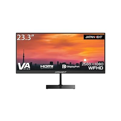 JAPANNEXT 23.3インチ ワイドFHD(2560 x 1080) 液晶モニター JN-V233WFHD HDMI DP ウルトラワイドブランドジャパンネクスト(Japannext)色ブラックモデルJN-V233WFHD商品説明配送に関しまして、弊社ではAmaznマルチチャンネルサービスに委託しておりますので、Amazn専属の配送便となります。Amazn記載の梱包材の使用及び、配送伝票の配送元がAmaznとなる場合がございますので予めご了承ください。配送時がご不在の場合、置き配となる場合があります。配送状況によって、商品発送のステータスが遅れる場合があります。【商品概要】省スペースでテレワークなどに人気の21.5インチフルHDディスプレイのサイズ感のままウルトラワイドを実現し、使いやすさを向上しました。Full HDよりも水平解像度が1.3倍広く、表計算ソフトをより広く快適に作業することや、複数ウィンドウを同時に表示するなどより生産性を高めた作業が可能です高視野角のVAパネルを採用し、視野角は上下左右178度に対応。写真や映像をくっきりと鮮やかに表示します。映像入力端子はHDMI端子、さらにDisplayPortに対応、様々な入力機器からの映像入力が可能です。スピーカーは内蔵しておりません。HDCP1.4に対応、ブルーレイやPCを接続して様々な動画コンテンツの視聴が可能です。付属のVESA取り付け金具を使用することで75x75mmのVESAマウントに対応、別売のモニターアームやモニタースタンドへの取り付けが可能です。【商品説明】【商品詳細】ブランド：ジャパンネクスト(Japannext)商品種別：パソコン・周辺機器商品名：JAPANNEXT 23.3インチ ワイドFHD(2560 x 1080) 液晶モニター JN-V233WFHD HDMI DP ウルトラワイド製造元：JAPANNEXT商品番号：JN-V233WFHD発売日：2022年04月22日商品内容：23.3色：ブラック【当店からの連絡】