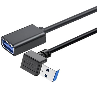 KKM-ラブショー【JCT請求書発行可能】USB 3.0 L型 上下左右90°方向変換ケーブル タイプAオス- タイプAメス 超高速 5Gbpsのデータ転送同期リード USB 3.0 延長ケーブル (1.0m下向)