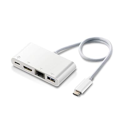 エレコム Type-C ドッキングステーション Cハブ PD対応 [充電用Type-C×1/USB(3.0)×1/HDMI×1/LANポート] 30cmケーブル ホワイト DST-C09WH