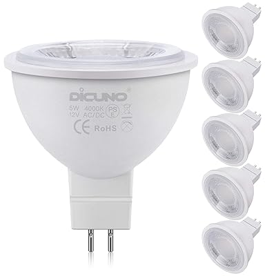 DiCUNO MR16 12V LED電球 GU5.3口金 50W形ハロゲン相当（5W）自然色 4000k 高輝度500lm スポットライト 調光不可 6個入ブランドDiCUNO色自然色モデル商品説明配送に関しまして、弊社ではAmaznマルチチャンネルサービスに委託しておりますので、Amazn専属の配送便となります。Amazn記載の梱包材の使用及び、配送伝票の配送元がAmaznとなる場合がございますので予めご了承ください。配送時がご不在の場合、置き配となる場合があります。配送状況によって、商品発送のステータスが遅れる場合があります。【商品概要】【商品仕様】口金：GU5.3、入力電圧：12V、ルーメン：500lm、省エネ：5W=50Wハロゲン電球の明るさ、色温度：4000k（自然色）、ビーム角度：38°。【集中照明】照射角度が38度なので、光を集中させられますから、照らされたものは明るくなります。【より快適】紫外線、赤外線をほとんど含まないため、紫外線による室内の日焼けや色あせ、赤外線による熱の心配はありません。虫なども寄りにくく、清掃の手間を減らせます。【応用場所】家庭、飲食店、倉庫照明、事務所、ホテル、スーパー、学校などの照明に最適です。【一年保証】CE｜RoHS認証済。ご購入日より一年間の保証を提供いたします。万が一商品に不良またはご不明なところなどがございましたら、お気軽にsupport.jp@dicuno.comまでご連絡ください。【商品説明】【商品詳細】ブランド：DiCUNO商品種別：ホーム＆キッチン商品名：DiCUNO MR16 12V LED電球 GU5.3口金 50W形ハロゲン相当（5W）自然色 4000k 高輝度500lm スポットライト 調光不可 6個入製造元：DiCUNO商品番号：JP-12V-MR16-GU5.3-COB-PLC-NW-6P商品内容：6個入色：自然色【当店からの連絡】