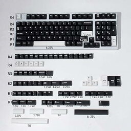 ブラック ホワイト WOB キーキャップ セット 173 キー チェリー プロファイル ダブルショット カスタム キーキャップ ISO ANSI チェリー MX Gateron 60% 65% 75% 95% メカニカル ゲーミング ギア用