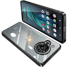 AQUOS R7 ケース SH-52C クリア 透明 ガバー スマホケース 耐衝撃 TPU 薄型 シリコン スリム 擦り傷防止 黄変防止 メッキ加工 ストラップホール付き(ブラック)