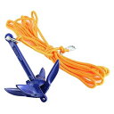 アンカーキット、Qiiluアンカーキット、マリンフォールディングアンカーキット4‑Tine Anchor Rope Hook Watercraft Acc for Boats Kayak Canoe Sailboat