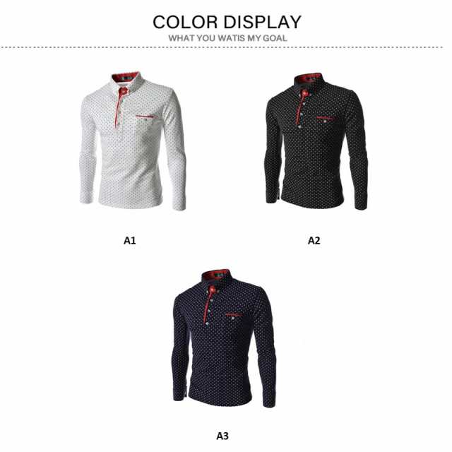 ゴルフシャツ ゴルフウェア ゴルフポロシャツ メンズ トップス 大きいサイズ 長袖 水玉柄 トレンド おしゃれ スポーツ 春秋 ゴ 母の日