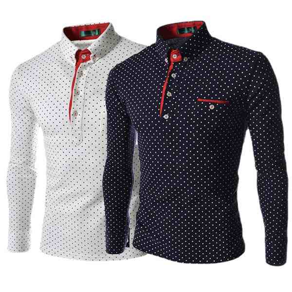 ゴルフシャツ ゴルフウェア ゴルフポロシャツ メンズ トップス 大きいサイズ 長袖 水玉柄 トレンド おしゃれ スポーツ 春秋 ゴ 母の日